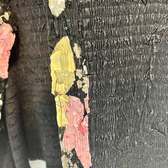 Lillie Rubin Womens Cardigan Size XL Floral Crystal Sequin Long Sleeve Black - Picture 2 of 8